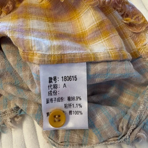 Yellow Plaid Button Down Shirt Farm Country Rodeo Size M - Picture 6 of 6